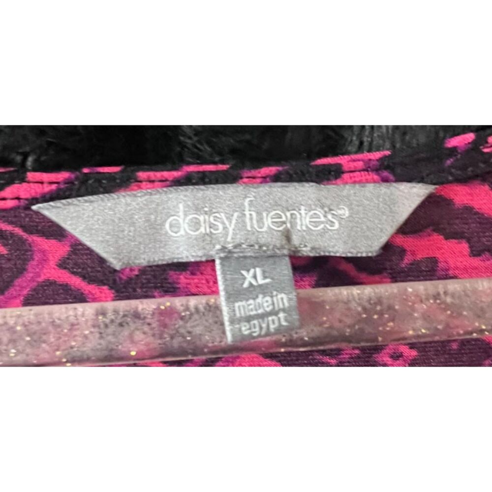 Daisy Fuentes Women’s XL Pink & Black Abstract Print Long Sleeve Tunic Top
